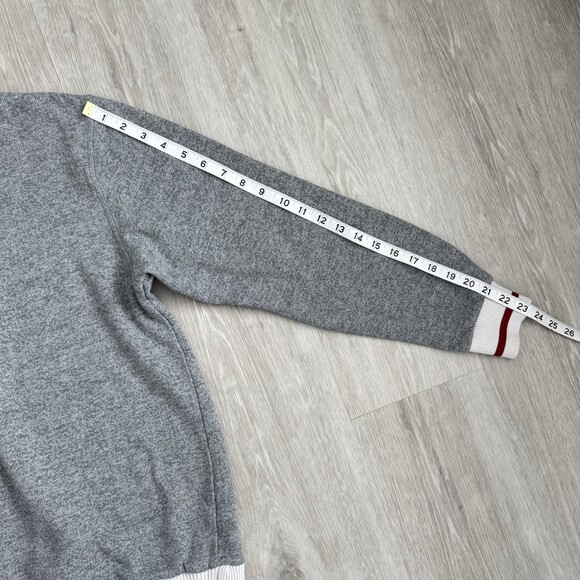 Mountain Ridge Men's Small Crewneck Sweatshirt Heather Grey Varsity Stripe Trim - Picture 8 of 11